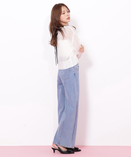 JILL by JILL STUART（ジルバイジルスチュアート）の「◇シアーリボンニット（ニット/セーター・レディース・ホワイト/ブルー/ピンク・FREE）」の6枚目の写真