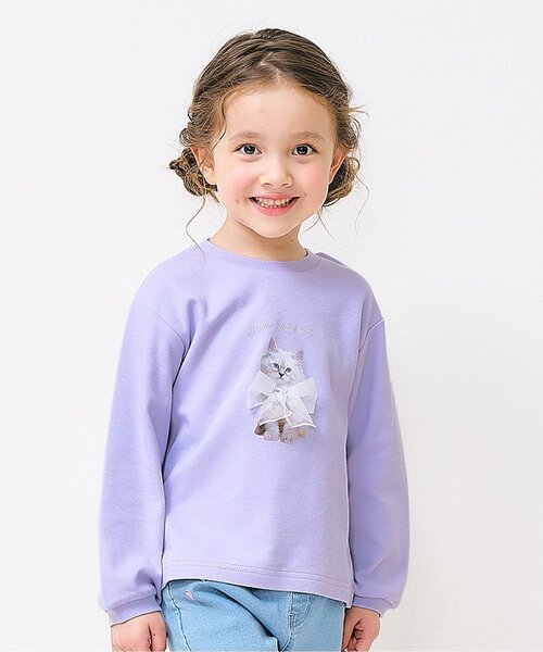 apres les cours（アプレレクール）の「【ジュニア対応】ねこ・プリンセスモチーフTシャツ（Tシャツ/カットソー・キッズ・ラベンダー/その他2/アイボリー・80/90/100/110/120/130/140）」の3枚目の写真