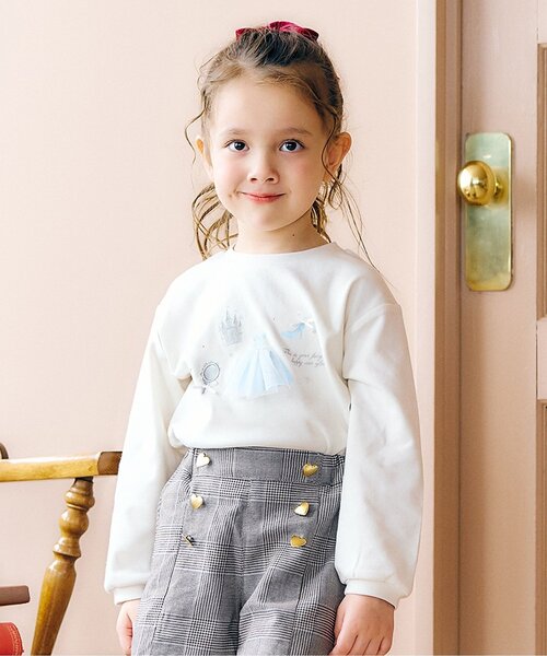 apres les cours（アプレレクール）の「【ジュニア対応】ねこ・プリンセスモチーフTシャツ（Tシャツ/カットソー・キッズ・ラベンダー/その他2/アイボリー・80/90/100/110/120/130/140）」の2枚目の写真