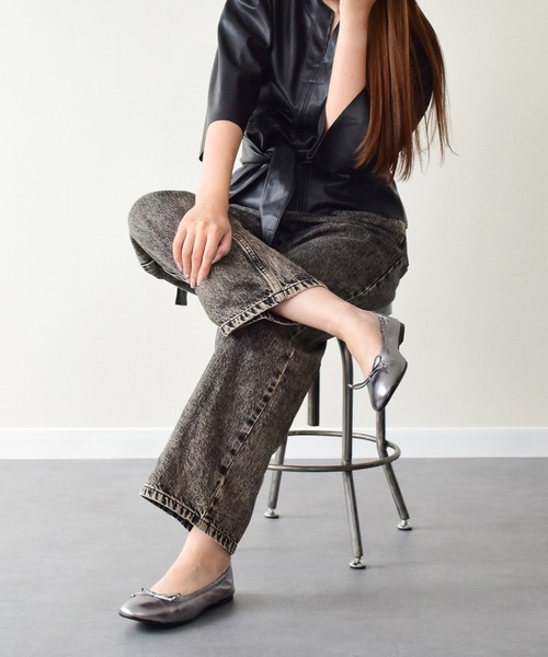 FABIO RUSCONI（ファビオルスコーニ）の「【FABIO RUSCONI】ラウンドトウフラットシャーリングバレエ(F51535)（バレエシューズ・レディース・ブラック系その他/シルバー・37/38/36）」の6枚目の写真