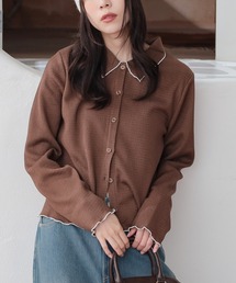 衿付カーディガン