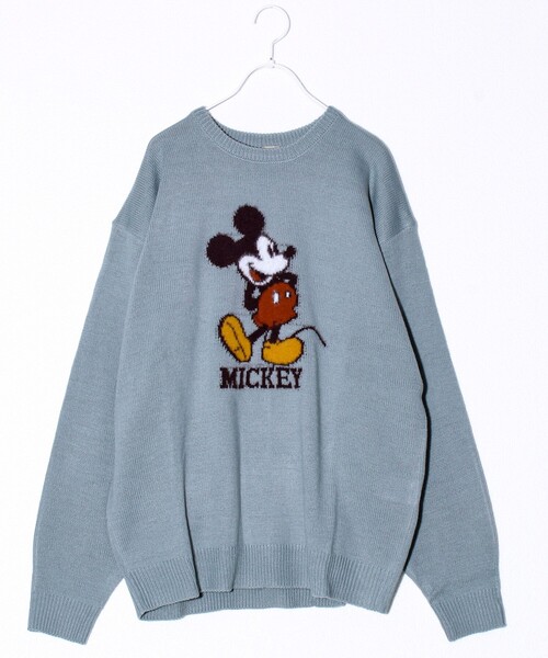 GLOSTER（グロスター）の「【MICKEY&JERRY】UNISEX シャギージャガードニット（ニット/セーター・メンズ・ネイビー/オフホワイト/サックスブルー/グレイッシュベージュ・M/L/XL）」の4枚目の写真