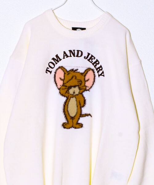 GLOSTER（グロスター）の「【MICKEY&JERRY】UNISEX シャギージャガードニット（ニット/セーター・メンズ・ネイビー/オフホワイト/サックスブルー/グレイッシュベージュ・M/L/XL）」の9枚目の写真