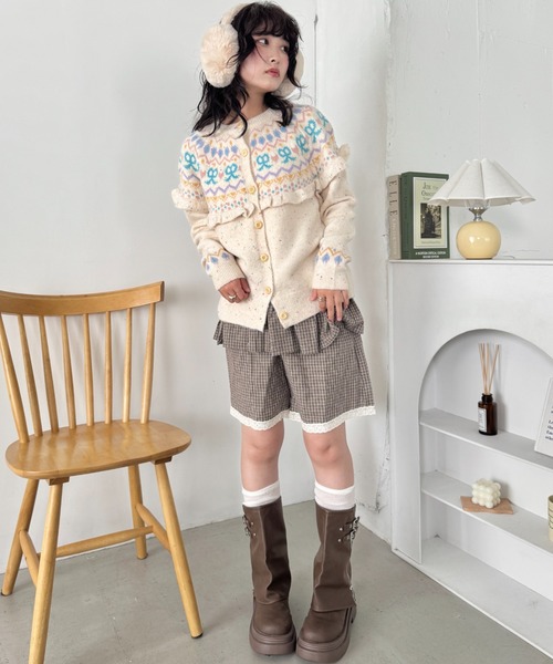 SOLLON.(ソルロン)の「ラブリーリボンフリルカーディガン(カーディガン/ボレロ・レディース・ピンク/アイボリー/チャコールグレー・FREE)」の10枚目の写真