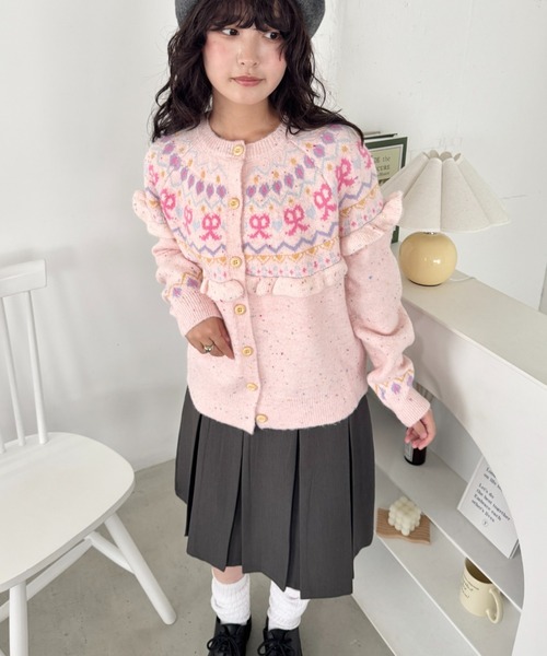 プリーツブリーズピンク ボレロカーディガン セール】ラブリーリボンフリルカーディガン（カーディガン/ボレロ