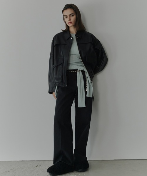 LE CIEL BLEU(ルシェルブルー)の「ストレートフィットジーンズwベルト / Straight Fit Jeans w/Belt(その他パンツ・レディース・ブラック・38/36/34)」の3枚目の写真