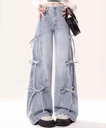 yuue' ( wear ) | サイドリボンワイドデニムパンツ(デニムパンツ)