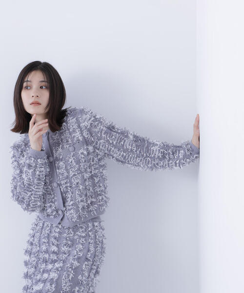 NATURAL BEAUTY BASIC(ナチュラルビューティーベーシック)の「◇フリンジニット SETUP ツイードジャケット(カーディガン/ボレロ・レディース・グレー系その他/ベージュ系その他・FREE)」の3枚目の写真