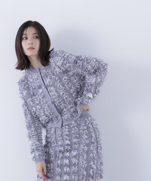 NATURAL BEAUTY BASIC(ナチュラルビューティーベーシック)の「◇フリンジニット SETUP ツイードジャケット(カーディガン/ボレロ・レディース・グレー系その他/ベージュ系その他・FREE)」の7枚目の写真