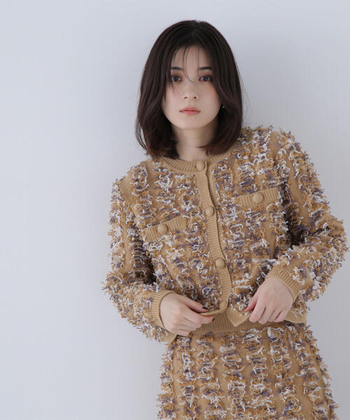 NATURAL BEAUTY BASIC(ナチュラルビューティーベーシック)の「◇フリンジニット SETUP ツイードジャケット(カーディガン/ボレロ・レディース・グレー系その他/ベージュ系その他・FREE)」の12枚目の写真