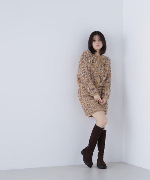 NATURAL BEAUTY BASIC(ナチュラルビューティーベーシック)の「◇フリンジニット SETUP ツイードジャケット(カーディガン/ボレロ・レディース・グレー系その他/ベージュ系その他・FREE)」の13枚目の写真