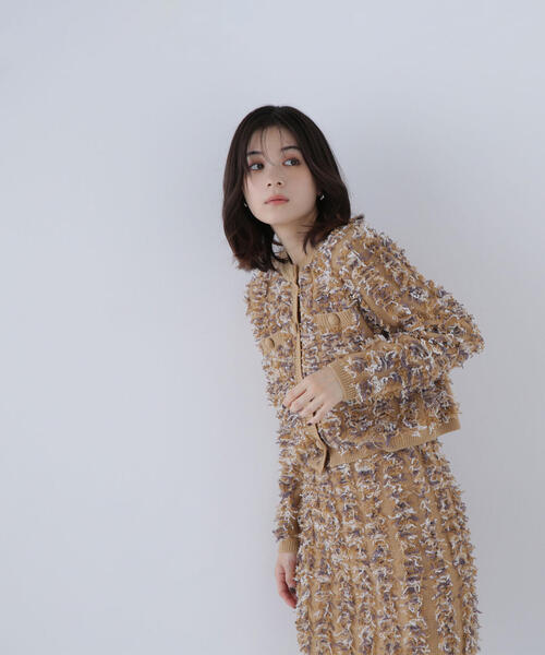 NATURAL BEAUTY BASIC(ナチュラルビューティーベーシック)の「◇フリンジニット SETUP ツイードジャケット(カーディガン/ボレロ・レディース・グレー系その他/ベージュ系その他・FREE)」の14枚目の写真