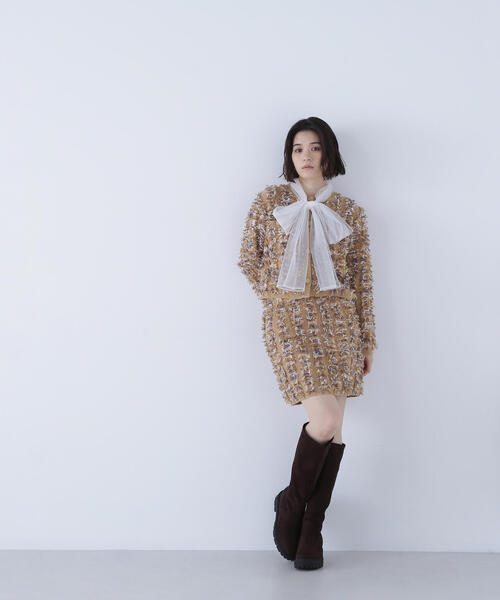 NATURAL BEAUTY BASIC(ナチュラルビューティーベーシック)の「◇フリンジニット SETUP ツイードジャケット(カーディガン/ボレロ・レディース・グレー系その他/ベージュ系その他・FREE)」の16枚目の写真