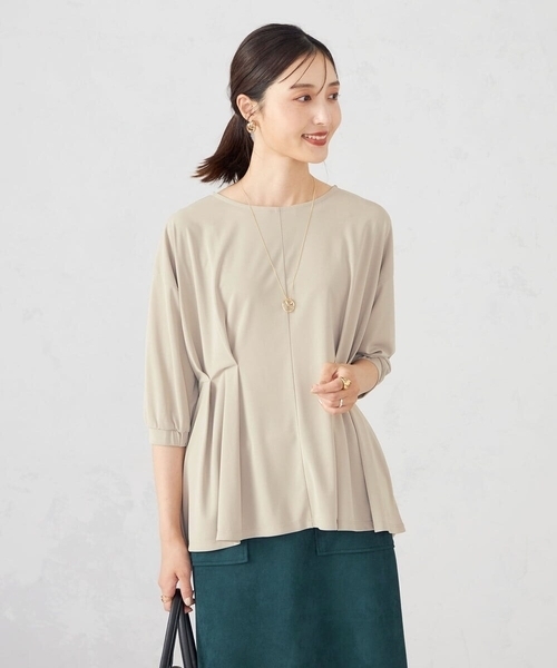 a.v.v（アーヴェヴェ）の「フロントタックチュニックトップス（Tシャツ/カットソー・レディース・ブラウン/ブラック/グレー系その他・38/36）」の3枚目の写真