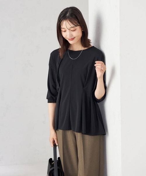 a.v.v（アーヴェヴェ）の「フロントタックチュニックトップス（Tシャツ/カットソー・レディース・ブラウン/ブラック/グレー系その他・38/36）」の2枚目の写真