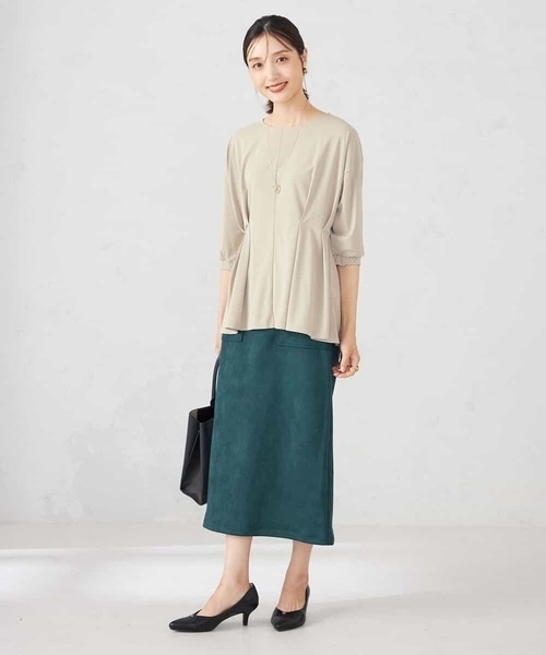 a.v.v（アーヴェヴェ）の「フロントタックチュニックトップス（Tシャツ/カットソー・レディース・ブラウン/ブラック/グレー系その他・38/36）」の5枚目の写真