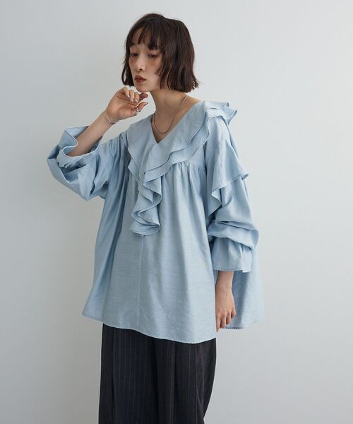 フリルブラウス ビッグカラーフリルブラウス（シャツ/ブラウス）｜AnriettMusee