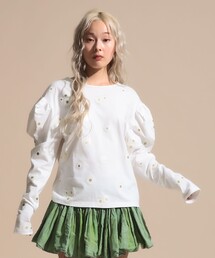 BEAMS COUTURE | 花柄プリント ボリューム袖 ロンT(Tシャツ/カットソー)
