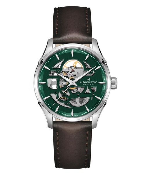 HAMILTON（ハミルトン）の「HAMILTON [ハミルトン] 腕時計 Jazzmaster （ジャズマスター） Skeleton オート 自動巻き 40MM グリーン×ブラウン（アナログ腕時計・メンズ・グリーン・FREE）」の2枚目の写真
