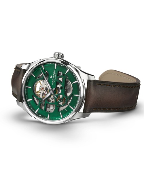 HAMILTON（ハミルトン）の「HAMILTON [ハミルトン] 腕時計 Jazzmaster （ジャズマスター） Skeleton オート 自動巻き 40MM グリーン×ブラウン（アナログ腕時計・メンズ・グリーン・FREE）」の3枚目の写真