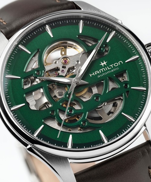 HAMILTON（ハミルトン）の「HAMILTON [ハミルトン] 腕時計 Jazzmaster （ジャズマスター） Skeleton オート 自動巻き 40MM グリーン×ブラウン（アナログ腕時計・メンズ・グリーン・FREE）」の5枚目の写真