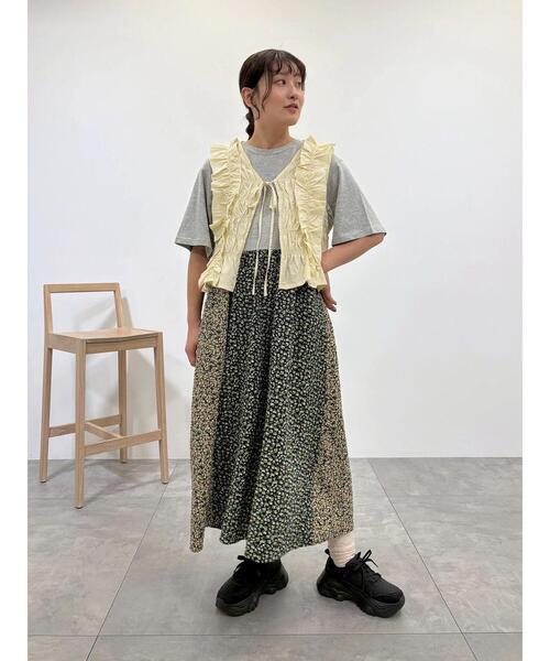 SM2(エスエムツー)の「パッチワーク花柄ドッキングワンピース(ワンピース・レディース・チャコールグレー/グレー/ベージュ・F)」の6枚目の写真