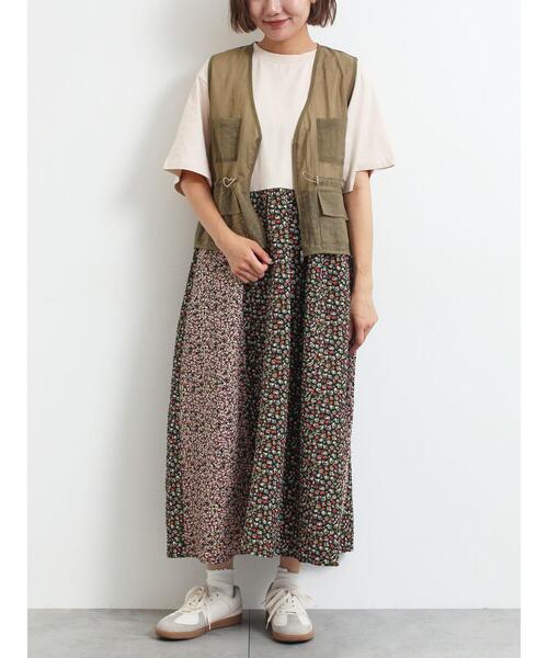 SM2(エスエムツー)の「パッチワーク花柄ドッキングワンピース(ワンピース・レディース・チャコールグレー/グレー/ベージュ・F)」の14枚目の写真