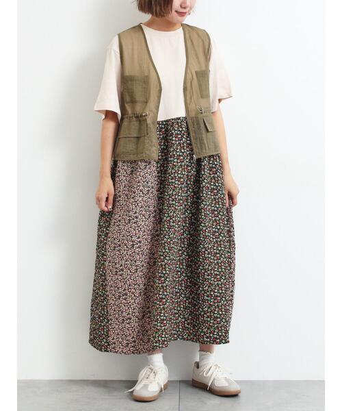 SM2(エスエムツー)の「パッチワーク花柄ドッキングワンピース(ワンピース・レディース・チャコールグレー/グレー/ベージュ・F)」の15枚目の写真