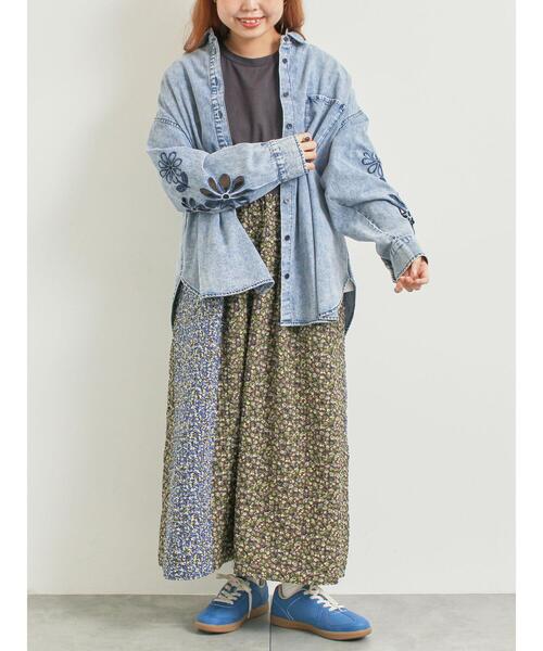 SM2(エスエムツー)の「パッチワーク花柄ドッキングワンピース(ワンピース・レディース・チャコールグレー/グレー/ベージュ・F)」の19枚目の写真