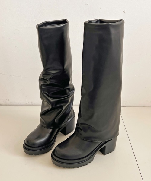 Shoes in Closet（シューズインクローゼット）の「《#防菌》厚底 ヒールアップ  消臭 ストレッチ カバー ロングブーツ 2668（ブーツ・レディース・ブラック系8/ブラック・M/S/LL/L）」の8枚目の写真