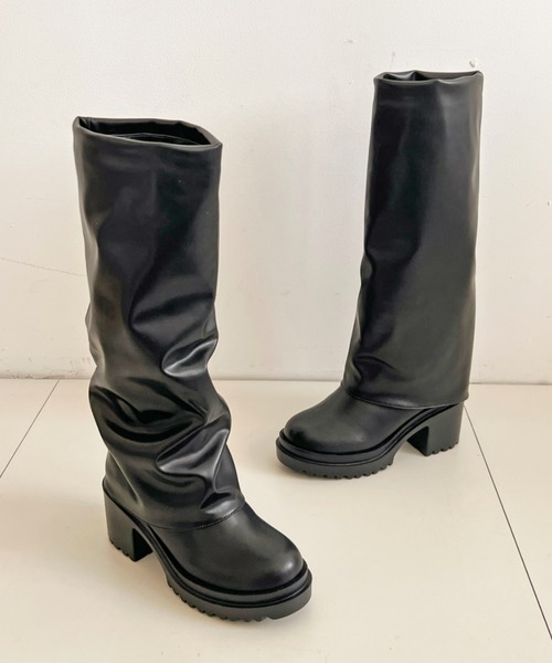 Shoes in Closet（シューズインクローゼット）の「《#防菌》厚底 ヒールアップ  消臭 ストレッチ カバー ロングブーツ 2668（ブーツ・レディース・ブラック系8/ブラック・M/S/LL/L）」の10枚目の写真