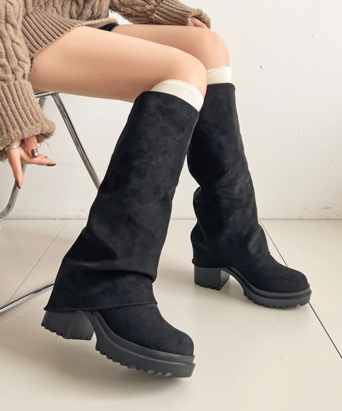 Shoes in Closet（シューズインクローゼット）の「《#防菌》厚底 ヒールアップ  消臭 ストレッチ カバー ロングブーツ 2668（ブーツ・レディース・ブラック系8/ブラック・M/S/LL/L）」の11枚目の写真
