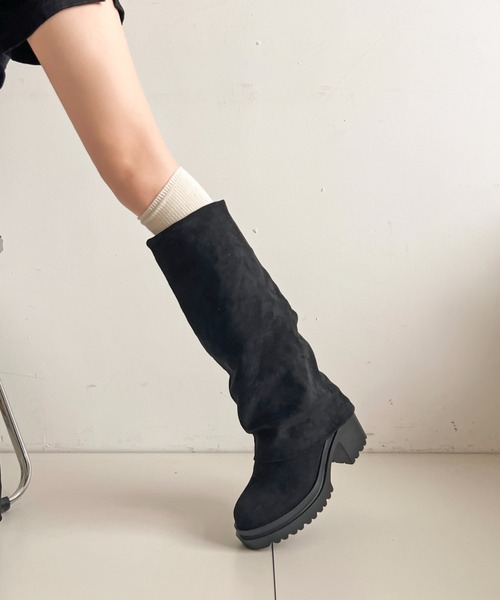 Shoes in Closet（シューズインクローゼット）の「《#防菌》厚底 ヒールアップ  消臭 ストレッチ カバー ロングブーツ 2668（ブーツ・レディース・ブラック系8/ブラック・M/S/LL/L）」の15枚目の写真