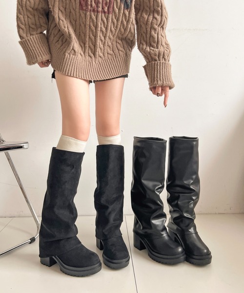 Shoes in Closet（シューズインクローゼット）の「《#防菌》厚底 ヒールアップ  消臭 ストレッチ カバー ロングブーツ 2668（ブーツ・レディース・ブラック系8/ブラック・M/S/LL/L）」の20枚目の写真