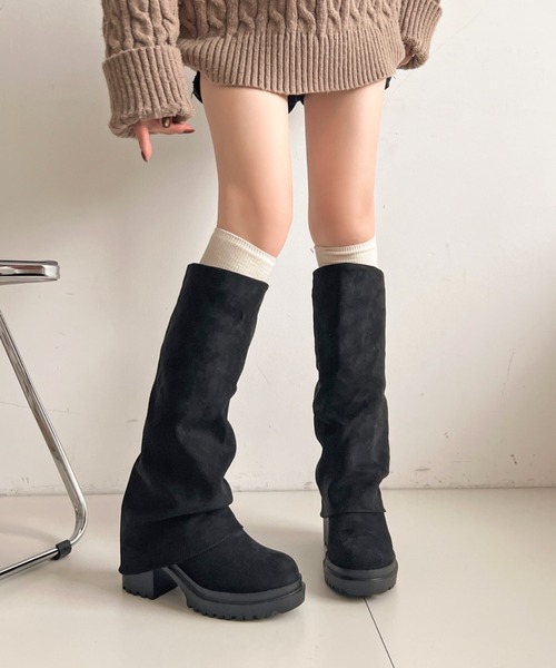 Shoes in Closet（シューズインクローゼット）の「《#防菌》厚底 ヒールアップ  消臭 ストレッチ カバー ロングブーツ 2668（ブーツ・レディース・ブラック系8/ブラック・M/S/LL/L）」の13枚目の写真