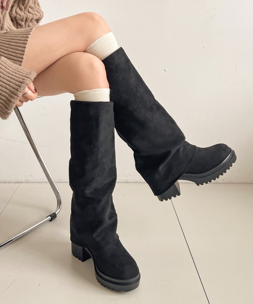 Shoes in Closet（シューズインクローゼット）の「《#防菌》厚底 ヒールアップ  消臭 ストレッチ カバー ロングブーツ 2668（ブーツ・レディース・ブラック系8/ブラック・M/S/LL/L）」の12枚目の写真