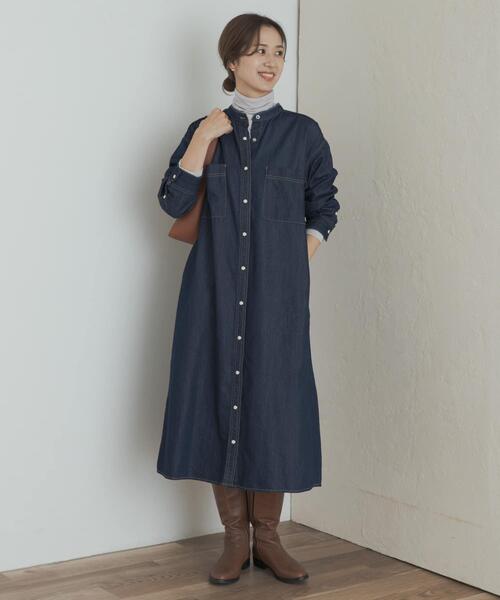 セール】デニムバンドカラーワンピース（ワンピース）｜URBAN RESEARCH