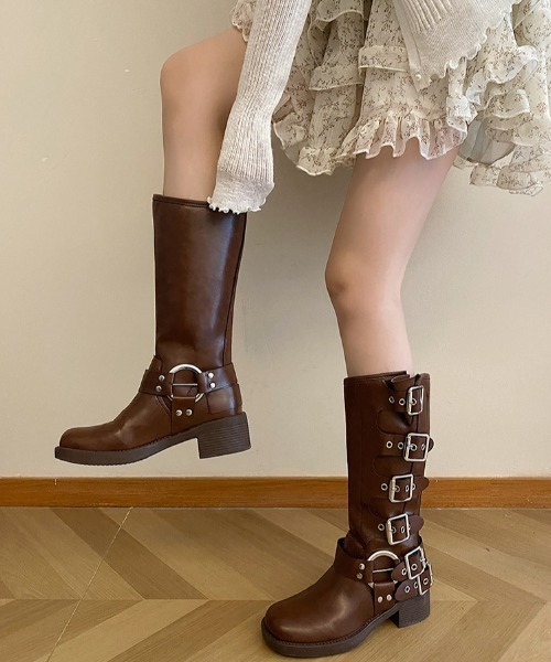 Vipoa(ヴィポア)の「Vintage belt buckle design boots(ブーツ・レディース・ブラック/ブラウン・SMALL/MEDIUM/LARGE)」の12枚目の写真