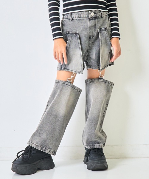 ANAP kids(アナップキッズ)の「サイハイ デザイン パンツ【ジュニアお揃い】(その他パンツ・キッズ・カーキ/ブルー/ブラック・120/130)」の2枚目の写真