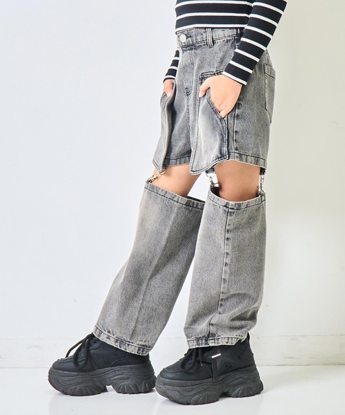 ANAP kids(アナップキッズ)の「サイハイ デザイン パンツ【ジュニアお揃い】(その他パンツ・キッズ・カーキ/ブルー/ブラック・120/130)」の5枚目の写真