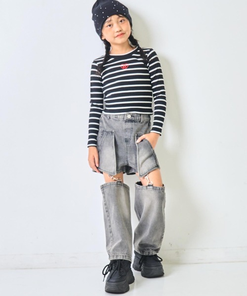 ANAP kids(アナップキッズ)の「サイハイ デザイン パンツ【ジュニアお揃い】(その他パンツ・キッズ・カーキ/ブルー/ブラック・120/130)」の8枚目の写真