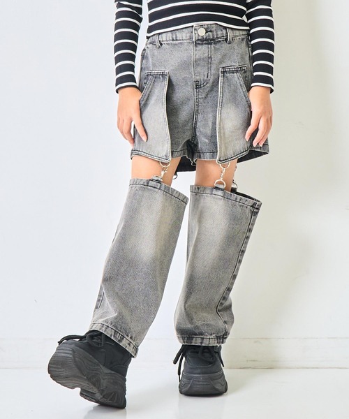 ANAP kids(アナップキッズ)の「サイハイ デザイン パンツ【ジュニアお揃い】(その他パンツ・キッズ・カーキ/ブルー/ブラック・120/130)」の4枚目の写真