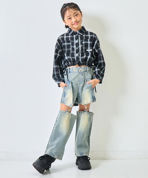 ANAP kids(アナップキッズ)の「サイハイ デザイン パンツ【ジュニアお揃い】(その他パンツ・キッズ・カーキ/ブルー/ブラック・120/130)」の18枚目の写真