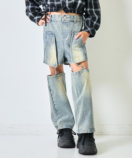 ANAP kids(アナップキッズ)の「サイハイ デザイン パンツ【ジュニアお揃い】(その他パンツ・キッズ・カーキ/ブルー/ブラック・120/130)」の16枚目の写真