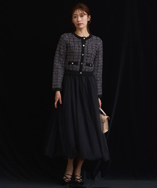 セール】【15周年】ツイードチュールドッキングワンピース（ワンピース