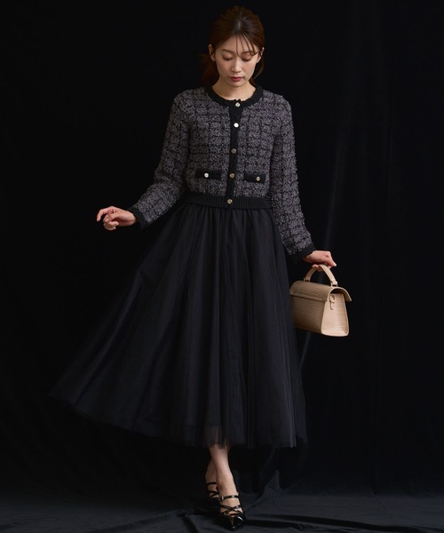 NOELA 【15周年】ツイードチュールドッキングワンピース セール】【15周年】ツイードチュールドッキングワンピース（ワンピース