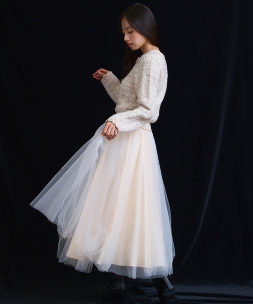 15周年】ツイードチュールドッキングワンピース（ワンピース）｜NOELA