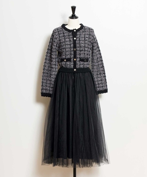 NOELA 【15周年】ツイードチュールドッキングワンピース セール】【15周年】ツイードチュールドッキングワンピース（ワンピース