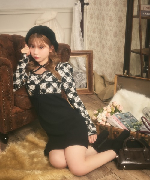 セール】クロスリボンニットミニワンピース（ワンピース）｜apres jour