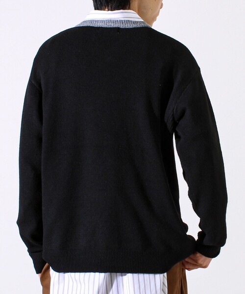 GLOSTER（グロスター）の「【配色リブが映える大人ニット】GR刺繍 浅Vネックプルオーバーニット（ニット/セーター・メンズ・オフホワイト/グレー/ブラック・S/M/L）」の22枚目の写真